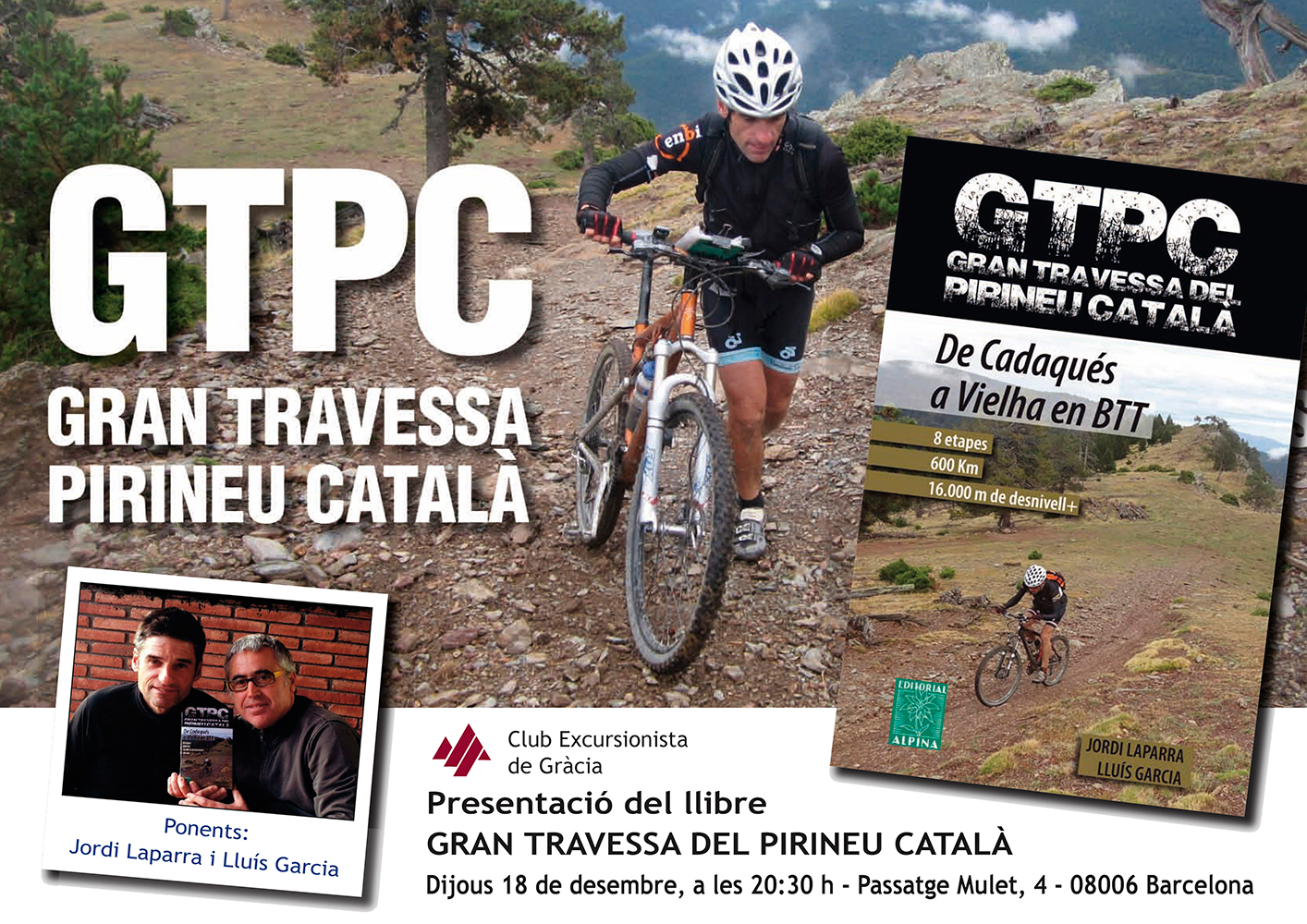 Presentació de la guia “la Gran Travessa del Pirineu Català en bicicleta de muntanya” de Jordi Laparra el 18 desembre